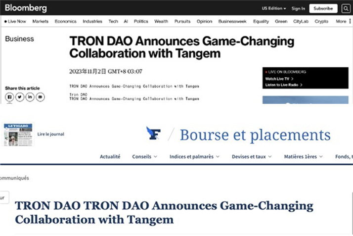 彭博社、费加罗报等外媒聚焦波场TRON与Tangem重磅合作